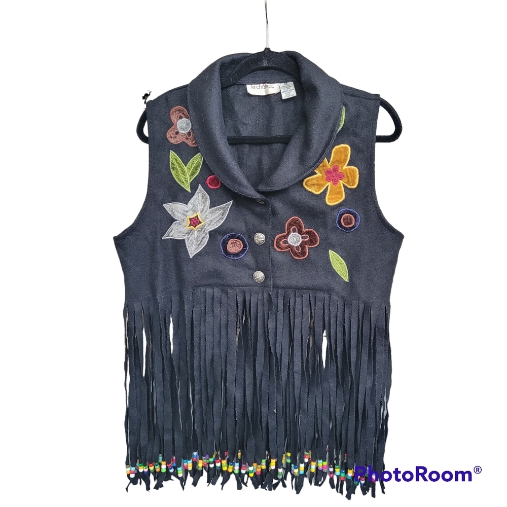 Vintage Y2K Wool Fringe Festival Vest